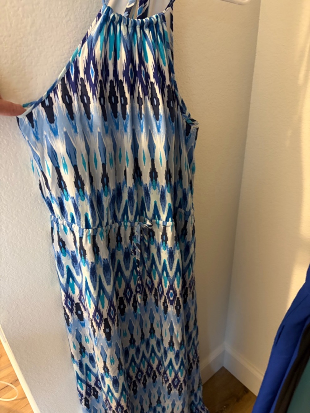 Athleta Blue White Patterned Maxi Dress